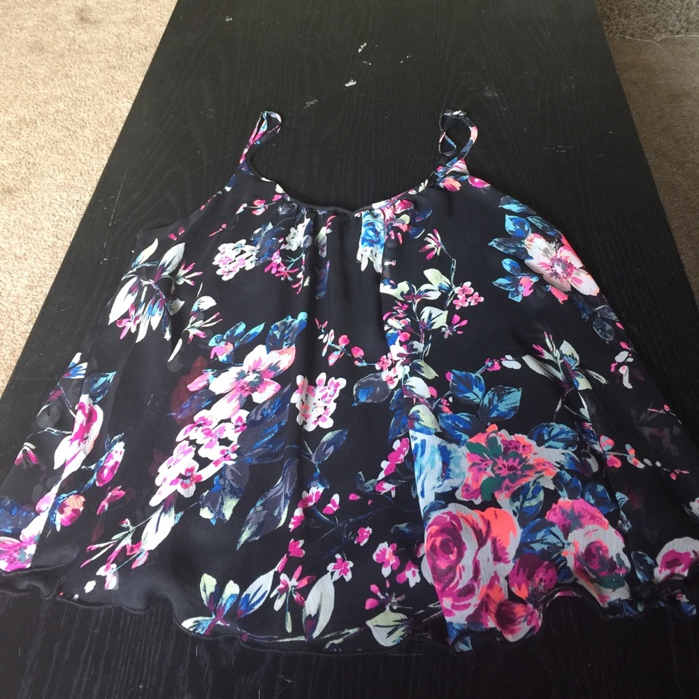 Floral Black Tank Top